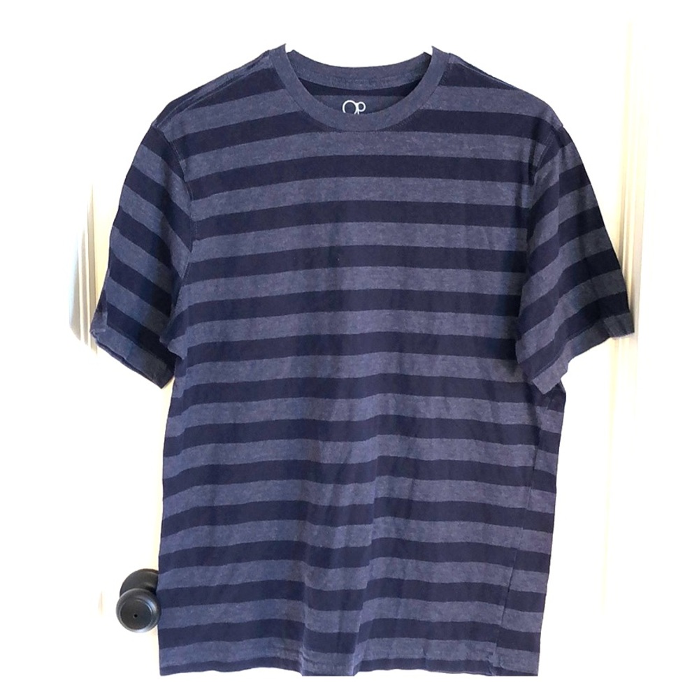 OP Short Sleeved Striped Shirt Gray Navy